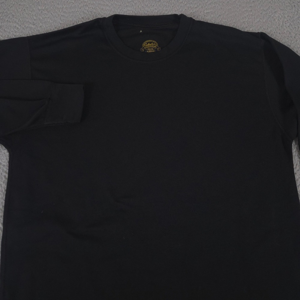 Cabelas Shirt Mens XL‎ Black Polartec Underwear Thermal Base Layer Long Sleeve